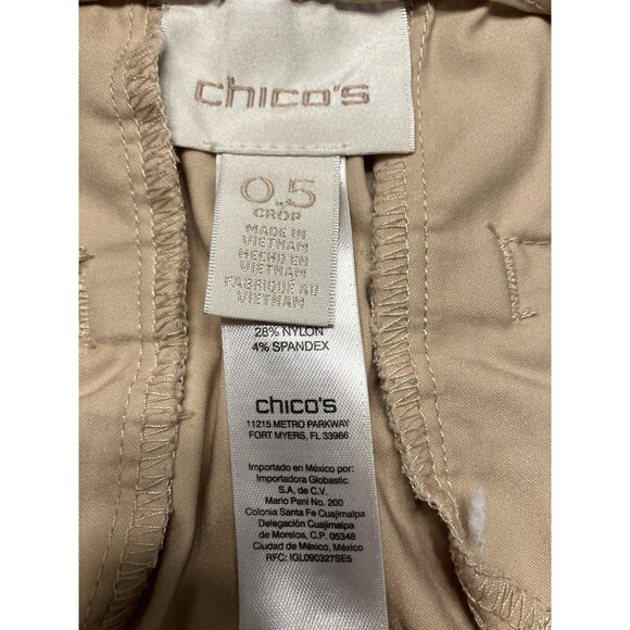 NWOT CHICO’S Utility Crop Pants 0.5/Size 6 Tan Luxe Twill Stretch Rolled Cuffs - Picture 2 of 10